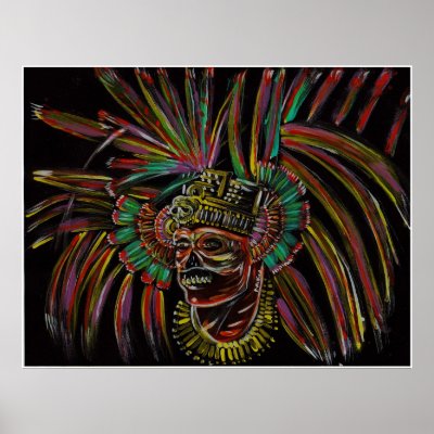 aztec warrior painting by pinturin_americo