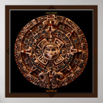 AZTECA ~ Mayan - Aztec Sun Calender Art Print