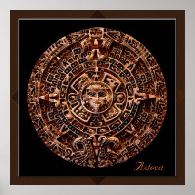 "AZTECA" Mayan Sun Calender Art Print by RavenSpiritPrints