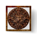 "AZTECA" Mayan Sun-Calender Square Button
