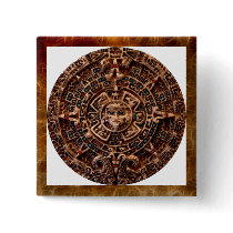 "AZTECA" Mayan Sun-Calender Square Button