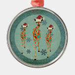 Azure & Amber Giraffes  Snowflakes Ornament