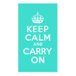 Azure and Turquoise Keep Calm and Carry On Business Card