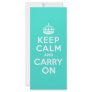 Azure and Turquoise Keep Calm and Carry On Custom Rack Card
