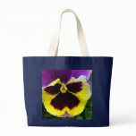 b1 Purple Yellow Purple Pansy Canvas Bags