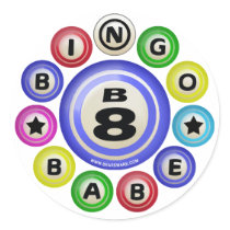 B8 Bingo Babe Round Stickers