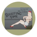 B-25 Briefing Time Airplane Nose Art Round Stickers