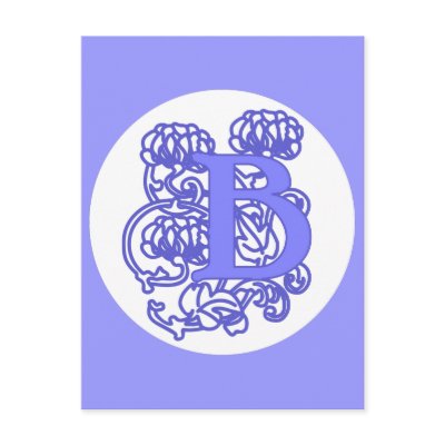 "B" Art Nouveau Floral Monogram Post Cards by Cardgallery
