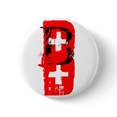 B+ = blood type button by plurals