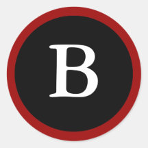 B : Initial B Letter B Red, White & Black Sticker