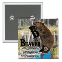B is for BEAVER Pinback Button