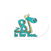 B is for boa constrictor silly snake cartoon oval sticker