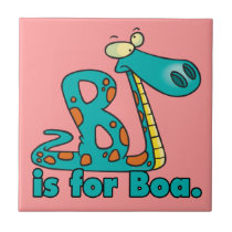 B is for boa constrictor silly snake cartoon ceramic tiles
