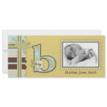 B is for Boy Tall Announcement Card