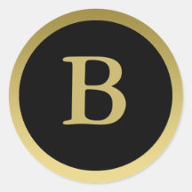 B :: Monogram B Elegant Gold and Black Sticker