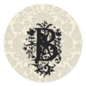 "B" Ornate Baroque Monogram stickers