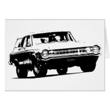 B&W +1964 Dodge Station Wagon Greeting Card