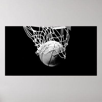 B&W Basketball Ball & Net Print Poster by made_in_atlantis