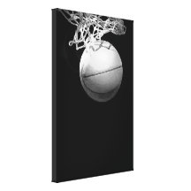 B&W Basketball Wrapped Canvas Gallery Wrap Canvas