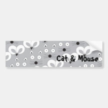 B&W Cat & Mouse Bumper Sticker