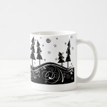 b&w Christmas trees Coffee Mug