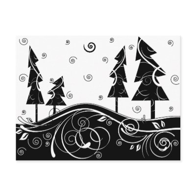 b&w Christmas trees Postcard by VioDeSign