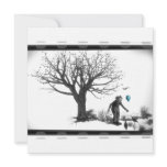 B&W Clown - Turquoise Balloon - Old Tree - Ravens Personalized Invitations