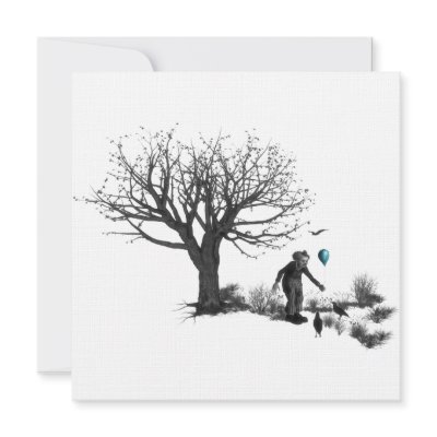 B&W Clown - Turquoise Balloon - Old Tree - Ravens by VoXeeD