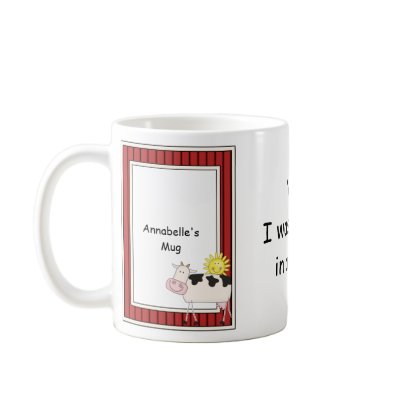 B & W Dairy Cow - Farmyard Barnyard Friend - Kids Mug by She_Wolf_Medicine