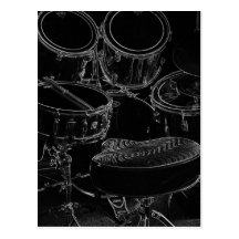 B/W Drumset 1 Post Card
