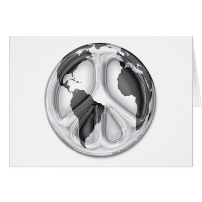 B&W Earth-peace sign Greeting Card by Curious_Dreams