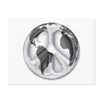 B&W Earth-peace sign Postcard