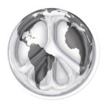 B&W Earth-peace sign Round Stickers