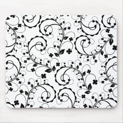 b&w floral pattern mouse pads by VioDeSign