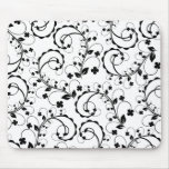b&w floral pattern mousepads
