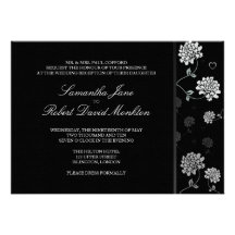 B+W Floral Wedding Reception Custom Announcement