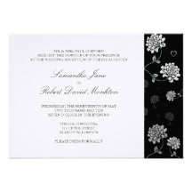 B+W Floral Wedding Reception Invitation