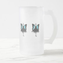 B&W Goth Ballerina & Blue Butterfly Wings Coffee Mug