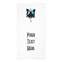 B&W Goth Ballerina & Blue Butterfly Wings Photo Card Template