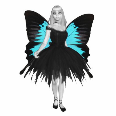B&W Goth Ballerina & Blue Butterfly Wings Photo Sculptures by VoXeeD