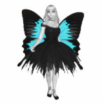 B&W Goth Ballerina & Blue Butterfly Wings photo sculptures