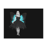 B&W Goth Ballerina & Blue Butterfly Wings Post Cards