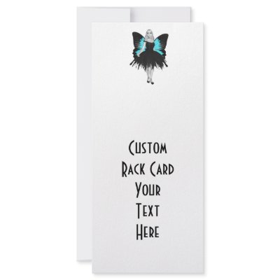 B&W Goth Ballerina & Blue Butterfly Wings Full Color Rack Card by VoXeeD
