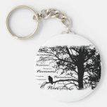 B&W Nevermore Raven Silhouette Keychains