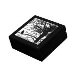 B&W Nevermore Raven Tree Silhouette - E.A. Poe Trinket Box