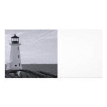B&W Peggy's Cove Lighthouse Photo Cards