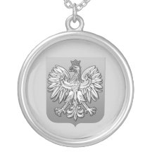 B/W Polish Eagle Shield Personalized Necklace