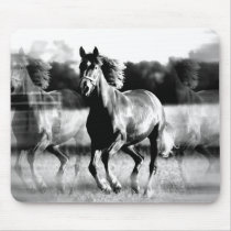 B&W Running Horse Mouse Pads