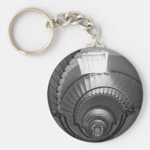B&W spiral lighthouse staircase Keychains