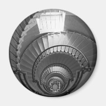 B&W spiral lighthouse staircase Magnet